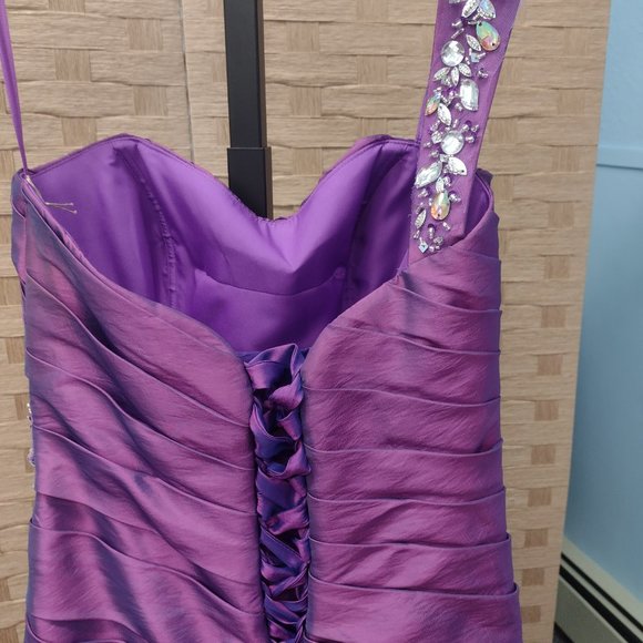 Mystique, Plum, One Shoulder mermaid prom dress - Picture 3 of 5